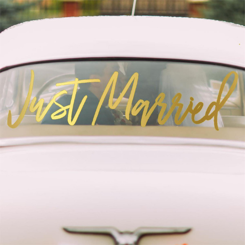 just married window cling