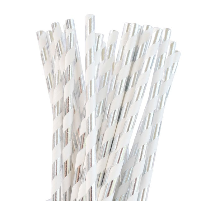 Foil Striped Paper Straws - 6 Color Options