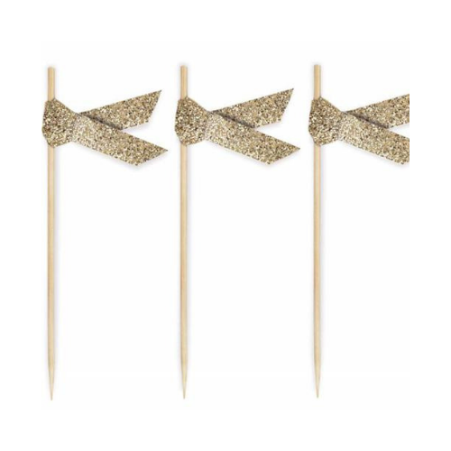 Gold Glitter Ribbon Food Toppers