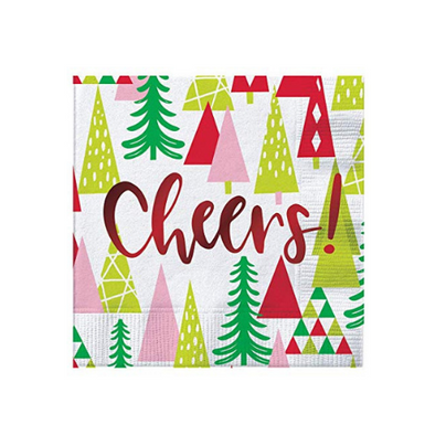 "Cheers!" Christmas Tree Cocktail Napkins
