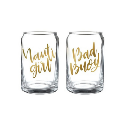"Nauti" His & Hers Beer Glasses - Set of 2