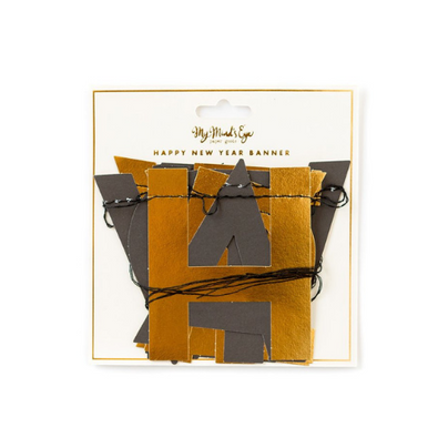 "Happy New Year Banner" Gold Metallic