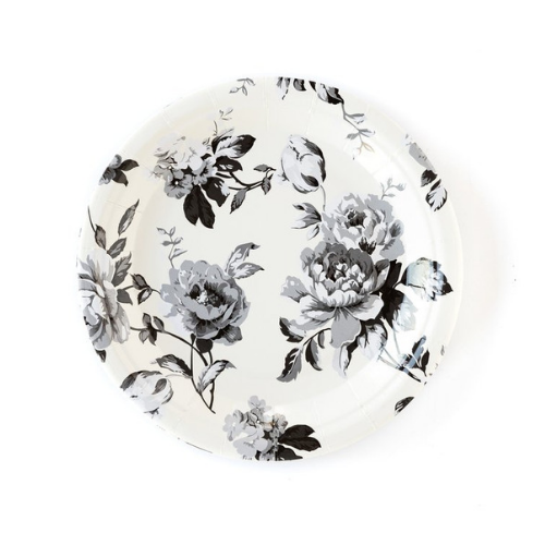 Black and White Floral Plates