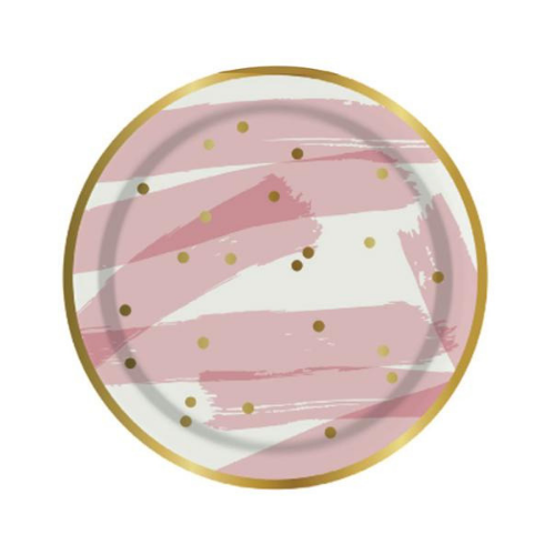 Pink Brush Stroke Dessert Plates
