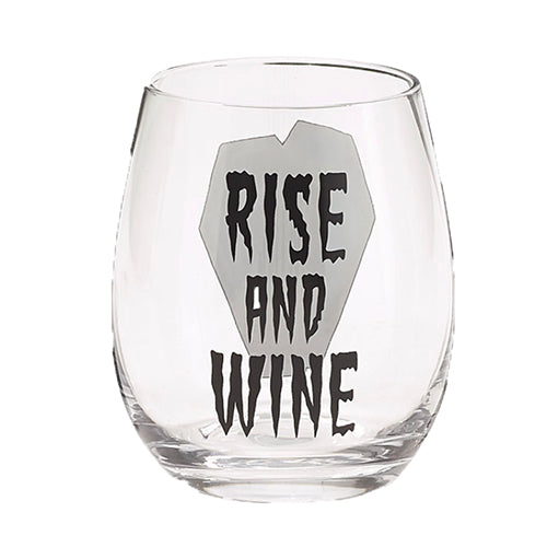 "Rise and Wine" Stemless Wine Glass