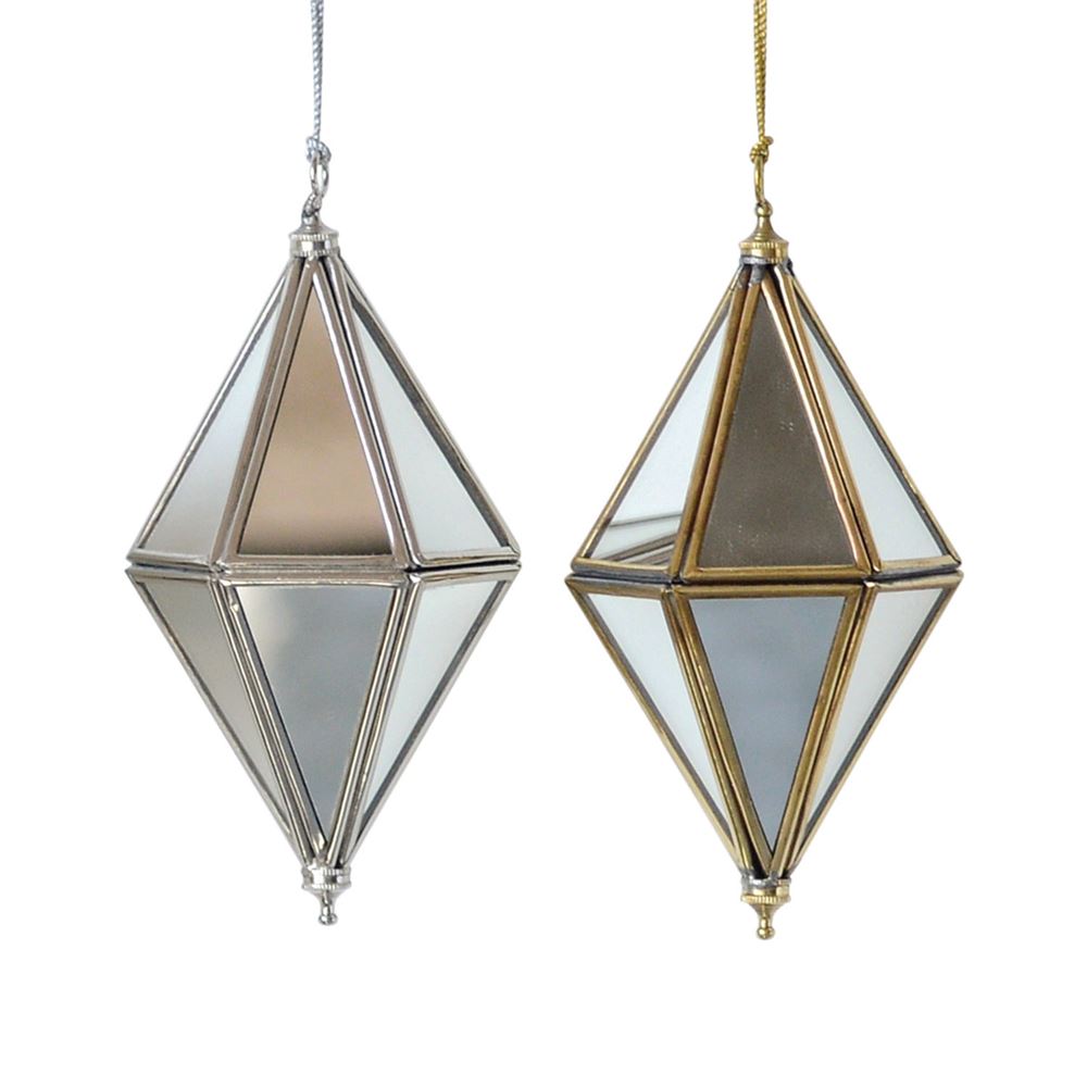 Mirror Diamond Ornaments - Set of 2 
